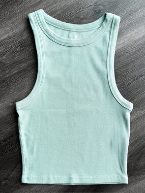 Primark green cotton ribbed tank top